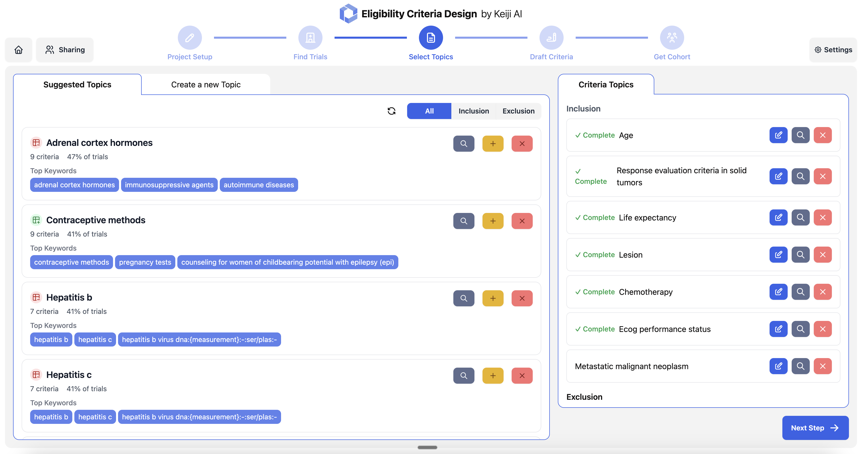 Select Criteria Topics