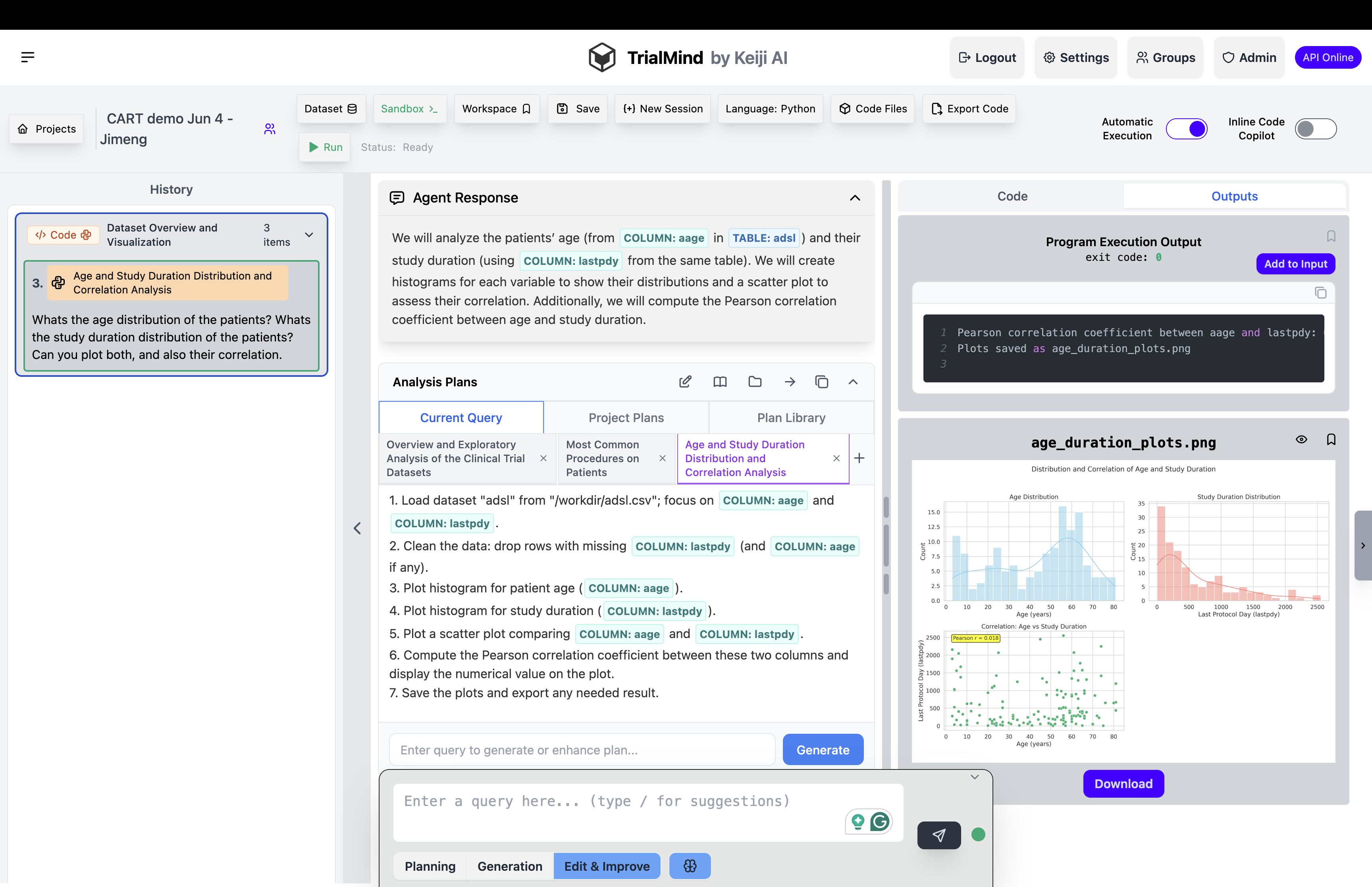 Data Science Assistant - Correlating age with study outcomes